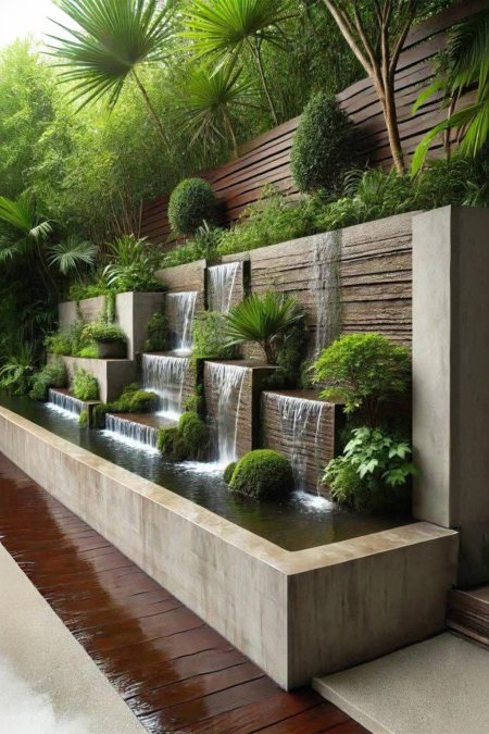 🌊 نافورة جدارية متدرجة بتصميم عصري فاخر